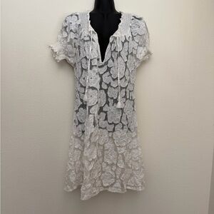 Letarte white floral Lace Dress size large swim cover up